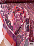 Persian Rug Inspired Crinkled Silk Chiffon - Purple / Red / Black / Off-White