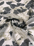 Italian Floral Printed Silk Chiffon - Black / Army Green / Off-White