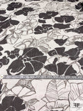 Italian Floral Printed Silk Chiffon - Black / Off-White / Brown