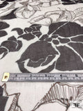 Italian Floral Printed Silk Chiffon - Black / Off-White / Brown