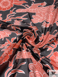 Italian Turkey Graphic Printed Silk Chiffon - Orange / Black / Off-White