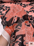 Italian Turkey Graphic Printed Silk Chiffon - Orange / Black / Off-White