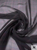 Italian Faintly Plaid Printed Silk Chiffon - Black / Purple / Biscotti / Navy