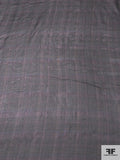 Italian Faintly Plaid Printed Silk Chiffon - Black / Purple / Biscotti / Navy