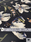 Floral Printed Silk Georgette - Anchor Grey / Dusty Indigo / Cream / Orange / Greens