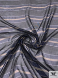 Horizontal Striped Printed Silk Chiffon - Navy / Black / Sand / Off-White