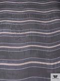 Horizontal Striped Printed Silk Chiffon - Navy / Black / Sand / Off-White