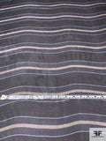 Horizontal Striped Printed Silk Chiffon - Navy / Black / Sand / Off-White