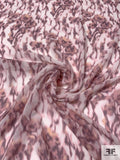 Italian Hazy Floral Printed Silk Chiffon - Dusty Pink / Dusty Purple / Off-White