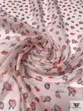 Italian Ditsy Abstract Graphic Printed Silk Chiffon - Red / Lilac / Navy / Off-White