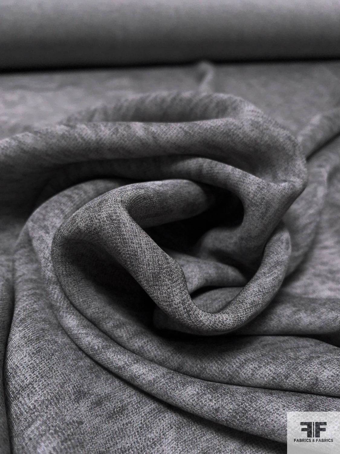 grey fabric for dress Italian Double-Sided Brushed Twill Lightweight Wool Blend Coating - Heather Grey /Beige