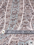 Italian Vera Wang Paisley Printed Fine Silk Chiffon - Brown / Celeste / Black / Off-White