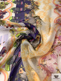 Cloudy Floral Theme Printed Silk Chiffon - Multicolor