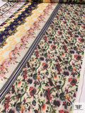 Cloudy Floral Theme Printed Silk Chiffon - Multicolor