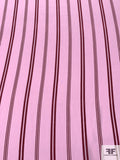 Vertical Striped Printed Silk Crepe de Chine - Pink / Maroon