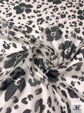 Cow Spots Floral Printed Silk Chiffon - Off-White / Black