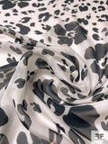 Cow Spots Floral Printed Silk Chiffon - Off-White / Black