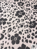 Cow Spots Floral Printed Silk Chiffon - Off-White / Black