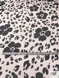 Cow Spots Floral Printed Silk Chiffon - Off-White / Black