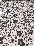 Cow Spots Floral Printed Silk Chiffon - Off-White / Black