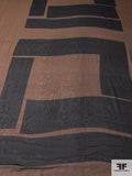 Italian Large-Scale Geometric Printed Silk Chiffon Panel - Brown / Black