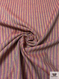 Vertical Striped Linen - Purple / Turqouise / Yellow / Lime
