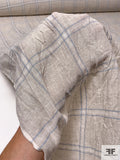 Windowpane Plaid Linen - Natural Off-White / Sky Blue