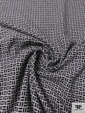 Italian Geometric Basketweave-Look Reversible Soft Wool Fashion Suiting - Black / White