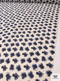 Tory Burch Floral Printed Silk Chiffon - Blues / Ivory / Black