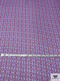 Italian Geometric Layers Printed Silk Chiffon - Purple / Orchid / Turquoise / Navy