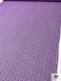 Italian Geometric Layers Printed Silk Chiffon - Purple / Orchid / Turquoise / Navy
