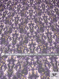 Exotic Graphic Printed Crinkled Silk Chiffon - Purple / Marigold / Olive / Black