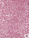 Bubble Circles and Border Printed Crinkled Silk Chiffon - Magenta / Off-White / Tan