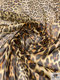 Italian Cheetah Printed Fine Silk Chiffon - Dark Brown / Beige / Fire