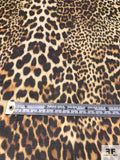 Italian Cheetah Printed Fine Silk Chiffon - Dark Brown / Beige / Fire