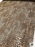 Italian Cheetah Printed Fine Silk Chiffon - Dark Brown / Beige / Fire