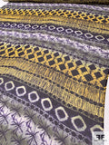 Italian Ethnic-Boho Printed Silk Chiffon - Purple / Yellow / Dark Sage