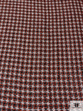French Geometric Chanel-Like Tweed Suiting - Fire Orange / Off-White / Black