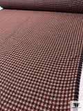French Geometric Chanel-Like Tweed Suiting - Fire Orange / Off-White / Black