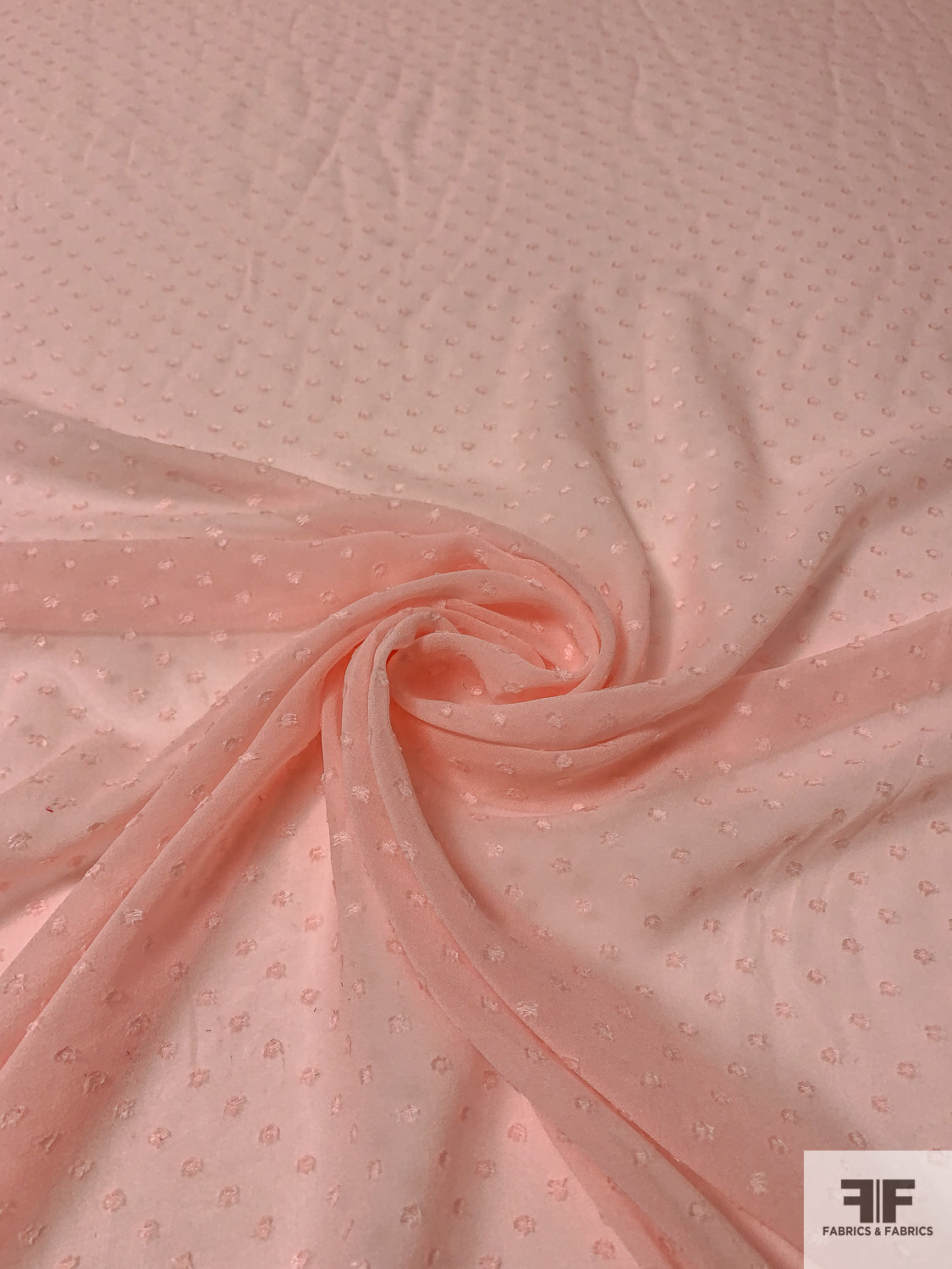 Italian Small Dot Clip Silk Chiffon - Blush Pink