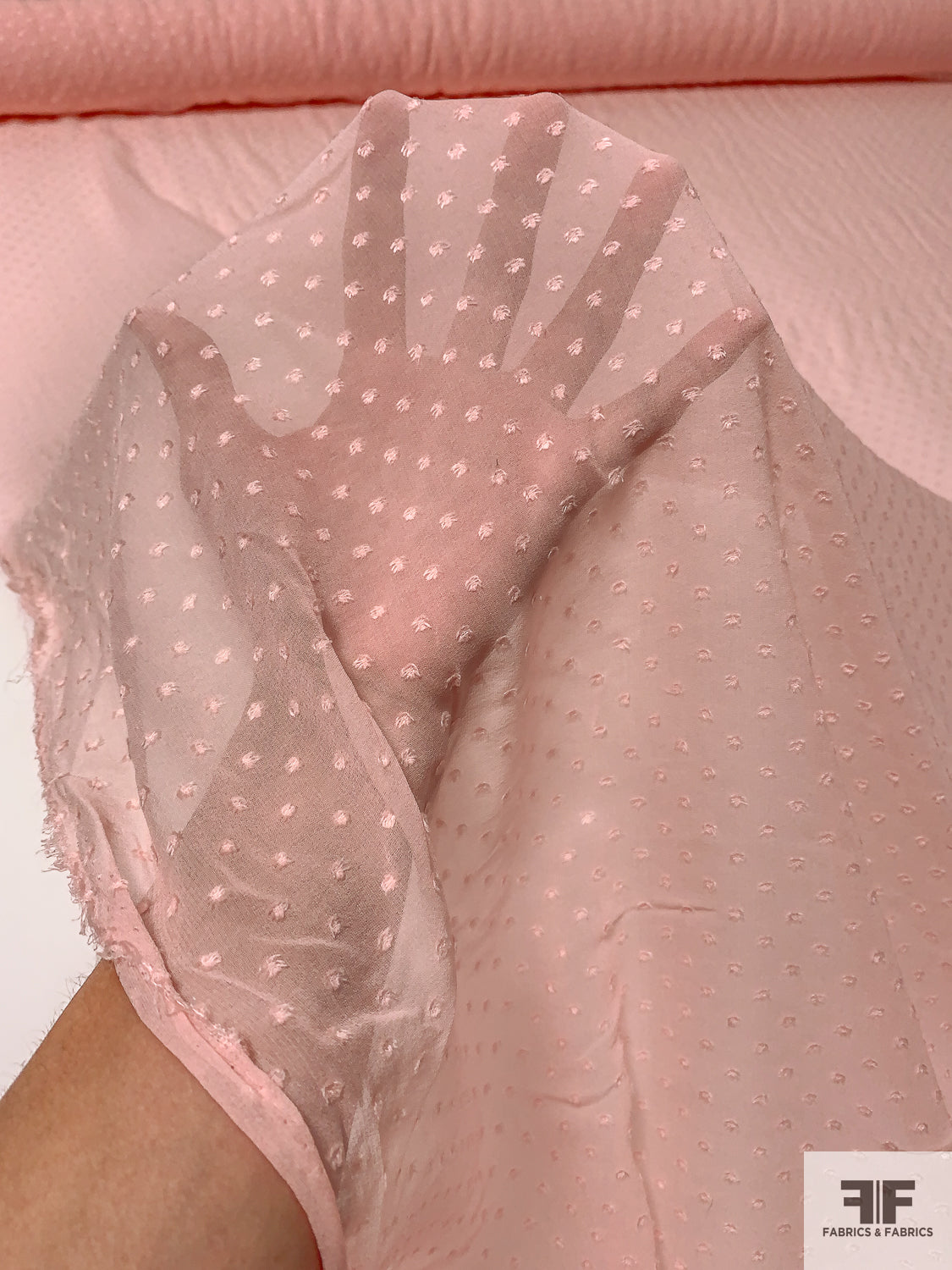 Italian Small Dot Clip Silk Chiffon - Blush Pink