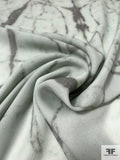 Marble Pattern Printed Silk Georgette Panel - Light Sage / Dark Grey