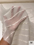 Italian Textured Horizontal Striped Silk Chiffon - Ivory