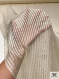 Italian Vertical Satin Striped Silk Chiffon - Light Beige