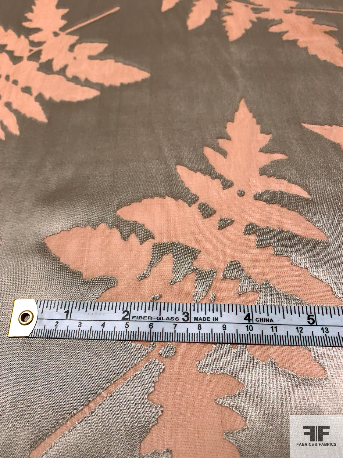 Leaf Burnout Silk - Taupe / Toffee