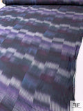 Hazy and Striped Rayon Gauze Challis - Navy / Purples / Grey