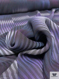 Hazy and Striped Rayon Gauze Challis - Navy / Purples / Grey