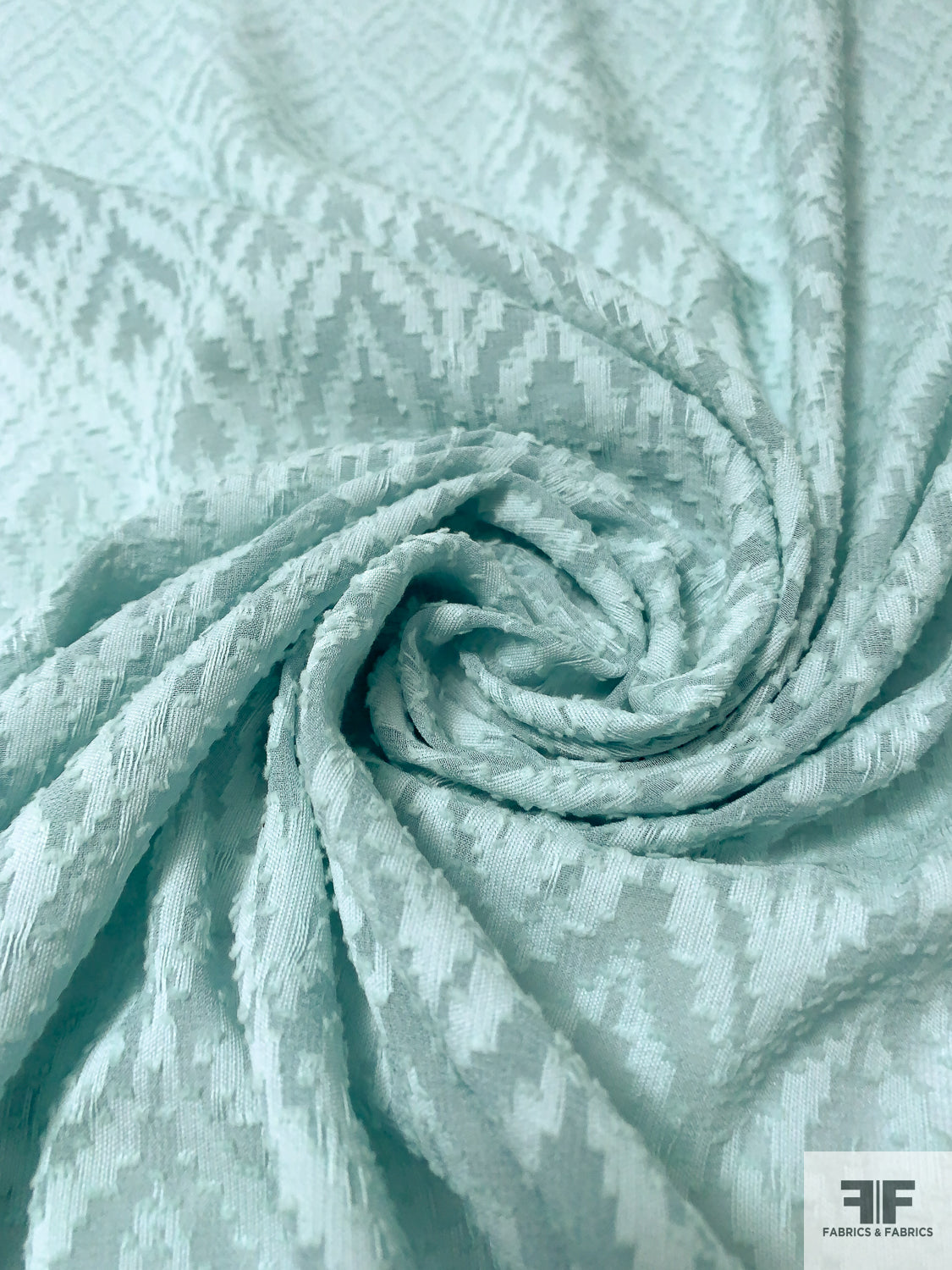 Geometric Clip Silk Blend Chiffon - Dusty Seafoam