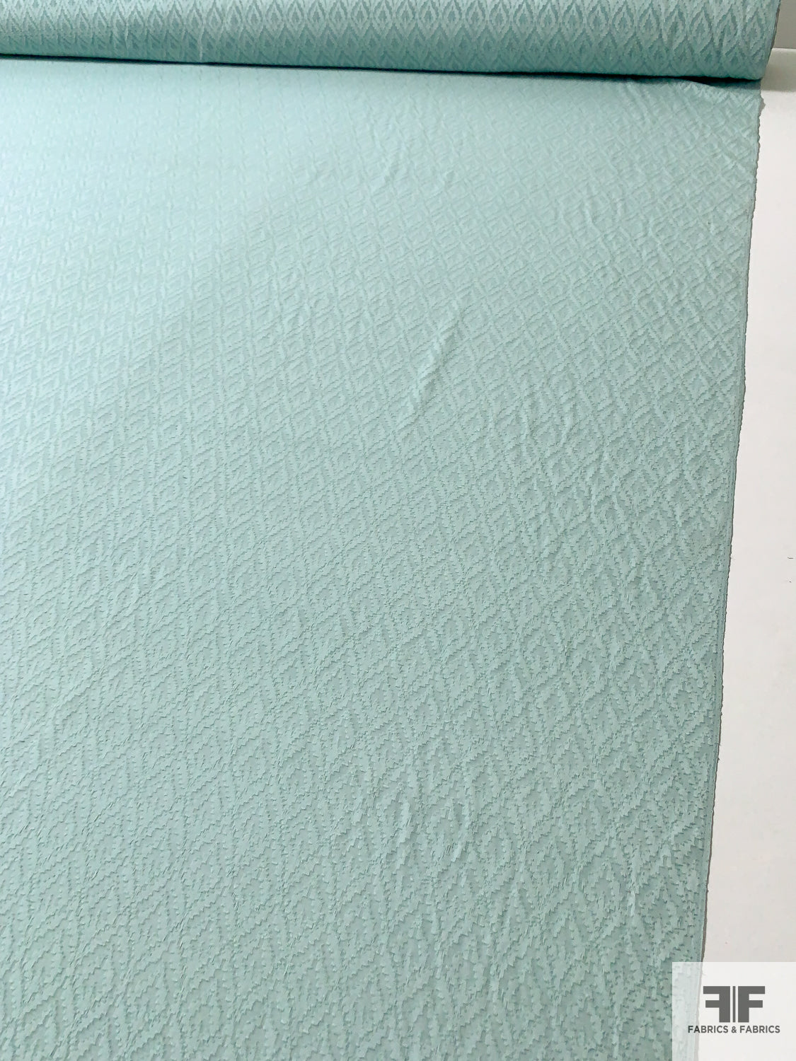 Geometric Clip Silk Blend Chiffon - Dusty Seafoam