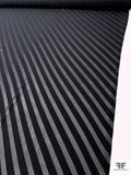 Italian Diagonal Jacquard Striped Silk Chiffon - Black